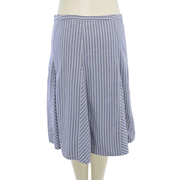 Merona Blue & White Striped A-Line Lined Skirt (8) - Picture 3 of 3